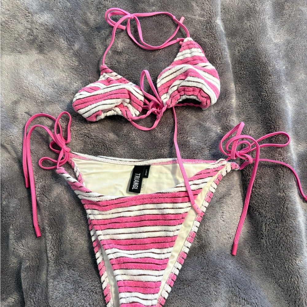 Triangl Swimwear Pink and White Bikini